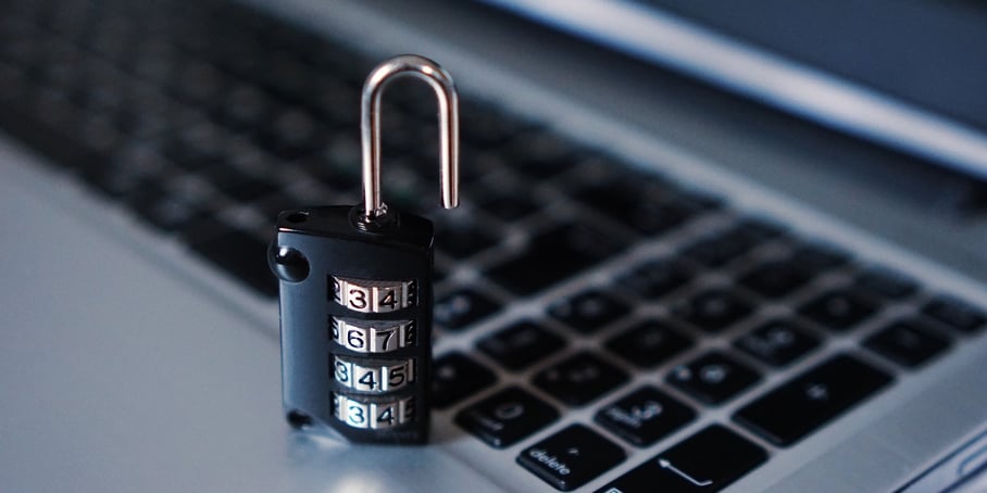 Computer security with laptop and lock