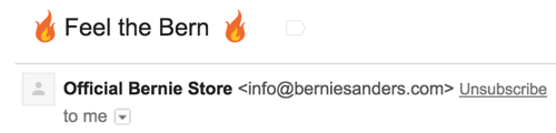 Feel The Bern emoji subject line