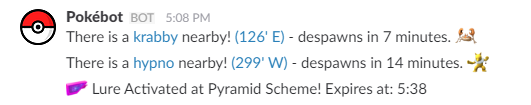 Sample Slack Notification for Pokemon